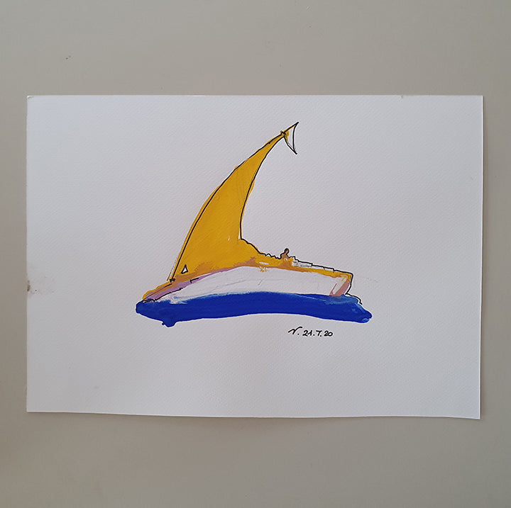 dipinto acquerello su cartoncino della serie a vele spiegate