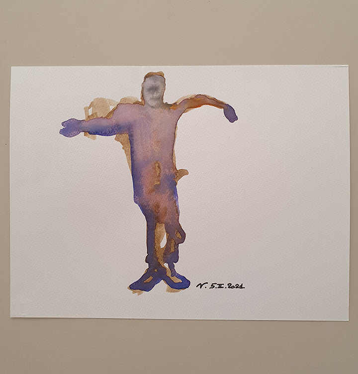 dipinto acquerello su cartoncino della serie esplorando l'essere umano