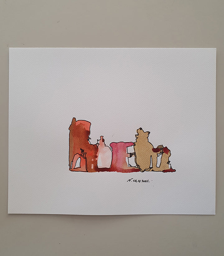 dipinto acquerello su cartoncino della serie nature morte ma non troppo