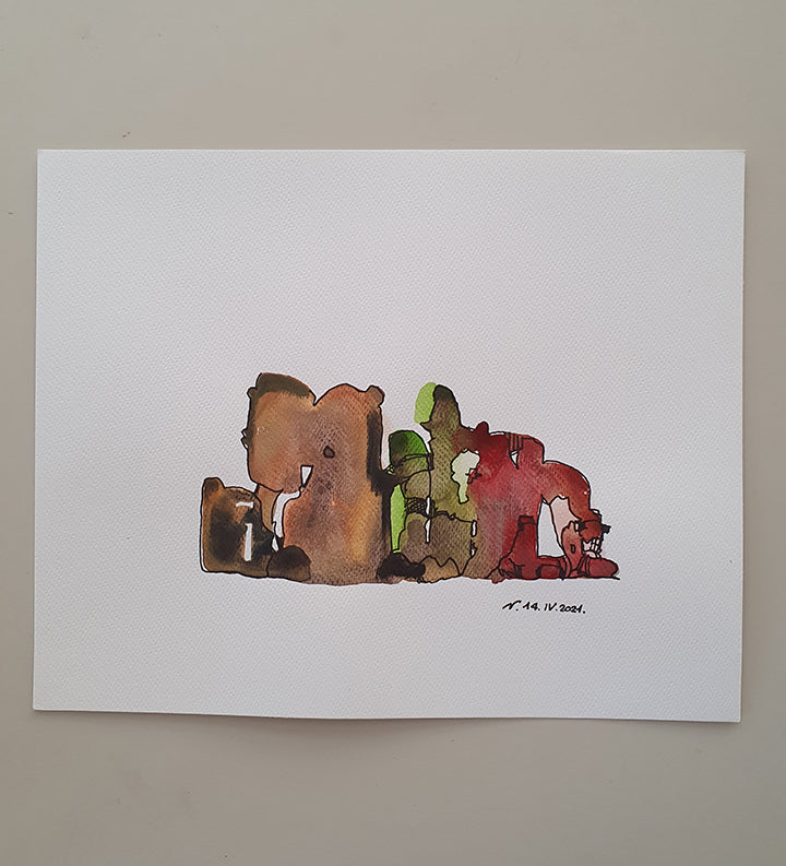 dipinto acquerello su cartoncino della serie nature morte ma non troppo