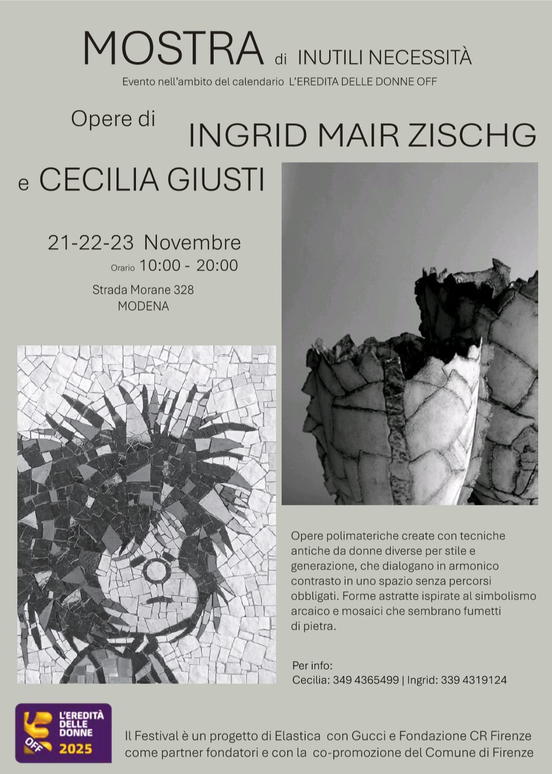 Due Voci, Una Materia: ultimi giorni per visitare la mostra di Cecilia Giusti e Ingrid