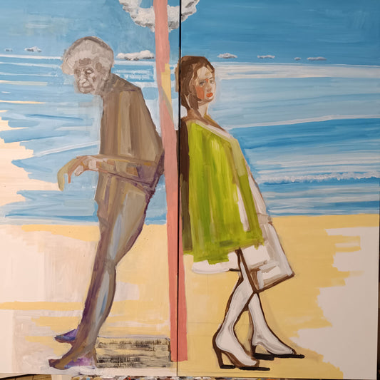 Chiara, Quid est Veritas? olio su tela dittico 60x120 + 60x120